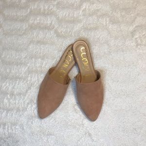 Camel slip-on mules